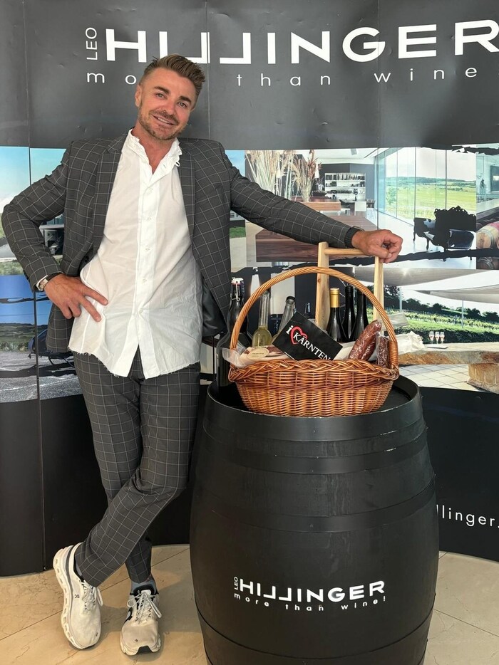 Celebrity winemaker Leo Hillinger was delighted with his gift basket from Carinthia.
