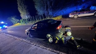 Bergungsarbeiten der Feuerwehr Kumberg an der Unfallstelle.