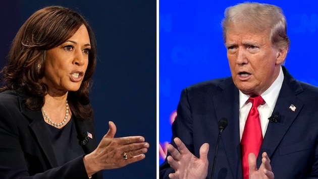 US election campaign: Kamala Harris and Donald Trump are currently fighting over a date and a channel for their TV duel. (Bild: AP/The Associated Press)