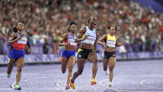 Julien Alfred holte Gold über 100 Meter. (Bild: Dan Vernon for World Athletics)