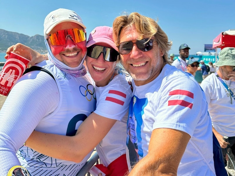 Valentin Bontus with sister Linda and dad Christian. (Bild: Z.V.g.)