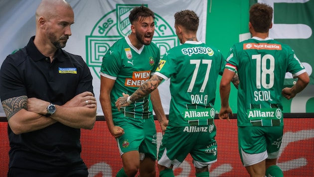 Christian Ilzer's (l.) champions were beaten by SK Rapid. (Bild: GEPA/GEPA pictures)