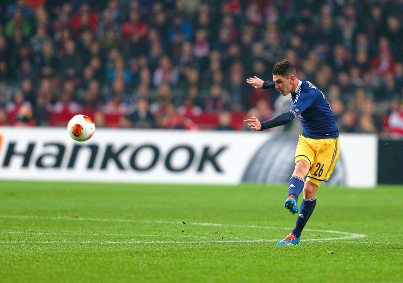 A goal for the history books: Jonatan Soriano's long-range strike against Ajax in 2014. (Bild: GEPA/GEPA pictures)