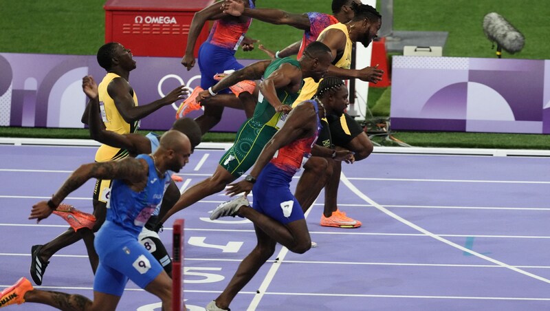 Fotofinish über 100 m: Spannender geht’s kaum! (Bild: AFP/Dimitar DILKOFF)