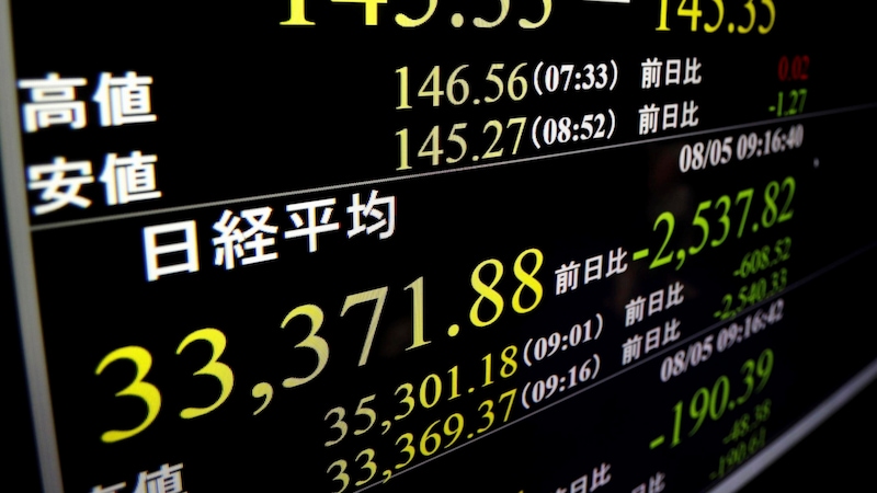 It was a "Black Monday" in Japan, but also on stock exchanges worldwide. (Bild: AP)