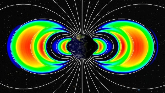 The solar storm in May - the most violent since 2003 - gave our Earth an additional, third Van Allen belt. (Bild: JHUAPL/LASP)