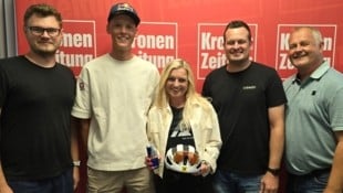 Im Podcast-Einsatz: Stefan Plieschnig, Paul Verbnjak, Sarah Dreier, Patrick Jochum und Gunter ...