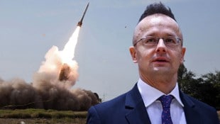 Der ungarische Außenminister Péter Szijjártó informierte sofort seinen israelischen Amtskollegen. (Bild: Krone KREATIV/AFP/Iranian Army Office, AFP/KENZO TRIBOUILLARD)