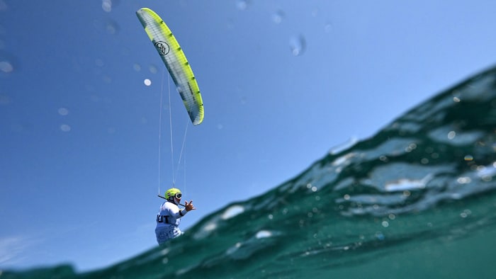Valentin Bontus greift am Donnerstag in der Formula Kite nach einer Medaille.