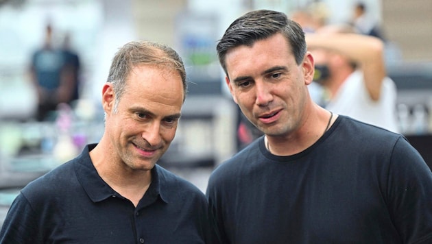 CEO Oliver Mintzlaff (li.) und Mark Mateschitz. (Bild: AFP/AFP or licensors)