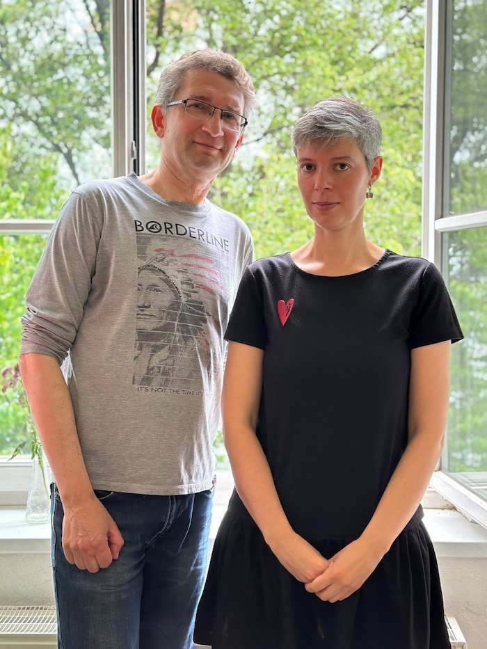 Author Hanna Yankuta and translator Ihar Krebs