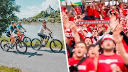 Wegen des Wetters samt Hochwasser verschoben Radtouristen im Juni ihre Urlaube, die Fußball-EM hemmte die Lust auf Österreich-Reisen. (Bild: Krone KREATIV/www.picturedesk.com WGD Donau Oberösterreich Tourismus)