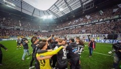 In Klagenfurts Arena feiert Sturm besonders gern. (Bild: GEPA/GEPA pictures)