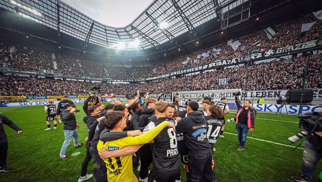 In Klagenfurts Arena feiert Sturm besonders gern. (Bild: GEPA/GEPA pictures)