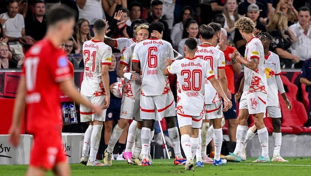 Maurits Kjaergaard's brace and victory for Red Bull Salzburg - a successful evening from a red-white-red perspective ... (Bild: GEPA)