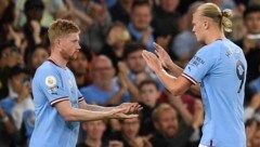 Kevin De Bruyne (left) and Erling Haaland (Bild: APA/AFP/Oli SCARFF)