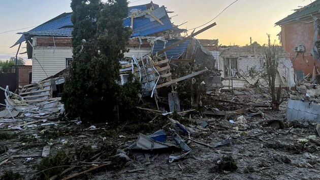 The damage after the shelling of the Kursk region in Russia is enormous. (Bild: APA/AFP/Governor of Kursk Region)