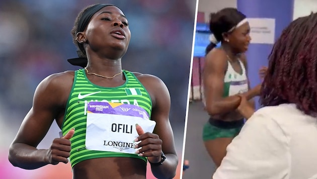 Favour Ofili burst into tears in the catacombs. (Bild: APA/AFP/Glyn KIRK, twitter.com/osasuo)