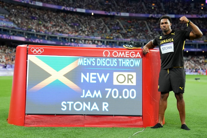 Roje Stona celebrates gold.