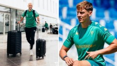Al-Ahli-Co Alex Hauser bei der Reise in die neue Heimat (links). Felix Bacher im Estoril-Dress.