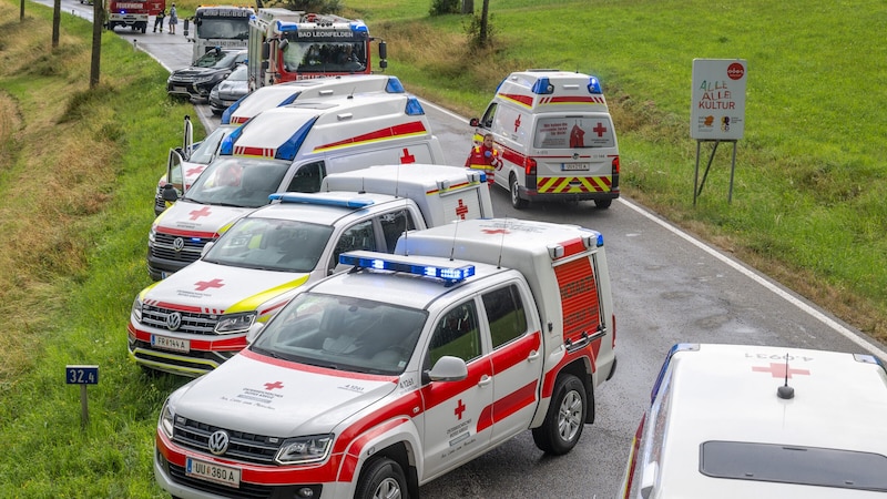 Zahlreiche Rettungskräfte waren im Einsatz. (Bild: Werner Kerschbaummayr/Martin Gaisbauer)