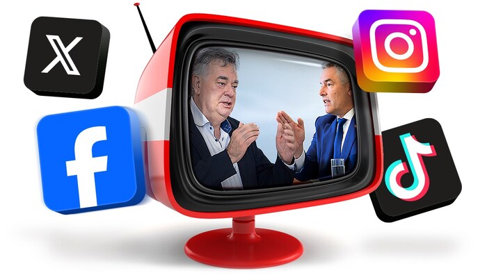 Wenn sich Kanzler Karl Nehammer und Vizekanzler Werner Kogler im TV (etwa am 16. 9. auf ORF 2) ...
