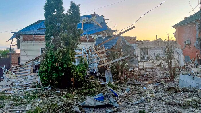 A damaged house after shelling by Ukraine in the Kursk region
