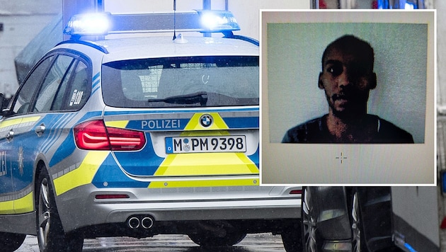 Der 23-jährige Somalier ergriff während eines begleiteten Ausganges die Flucht. (Bild: Krone KREATIV/APA/dpa/Matthias Balk, Polizeipräsidium Niederbayern)