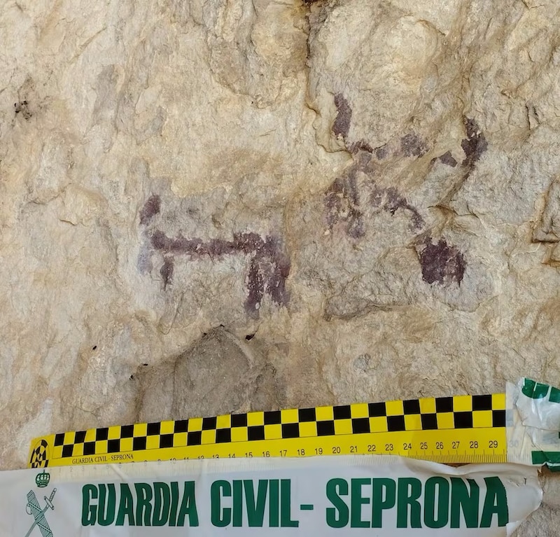 The cave paintings were damaged by water. (Bild: Guardia Civil)