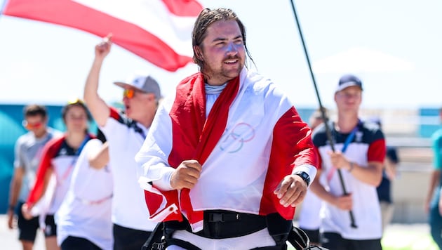 Valentin Bontus won gold at the Olympic premiere of Formula Kite. (Bild: GEPA pictures)