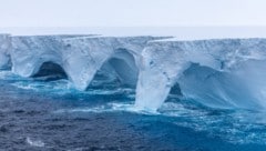 Der weltweit größte Eisberg A23a hängt derzeit in einem riesigen Wasserstrudel im Südpolarmeer fest und dreht sich seit Monaten um sich selbst. (Bild: APA/AFP/EYOS Expeditions/Richard Sidey)