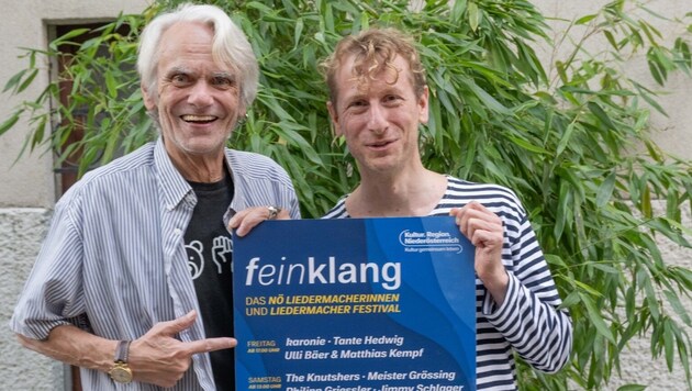 Ulli Bäer (links) und Matthias Kempf freuen sich auf das erste Liedermacher-Festival.  (Bild: Erich Marschik)