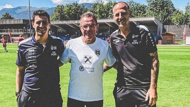 Adonis Spica, Ralf Rangnick, Michael Pilko (from left). (Bild: zVg)