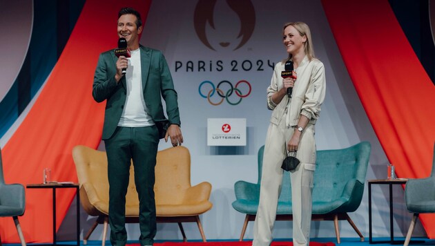 Working for ORF during the Olympics: Lukas Schweighofer (left) and Alina Zellhofer (Bild: GEPA/GEPA pictures)