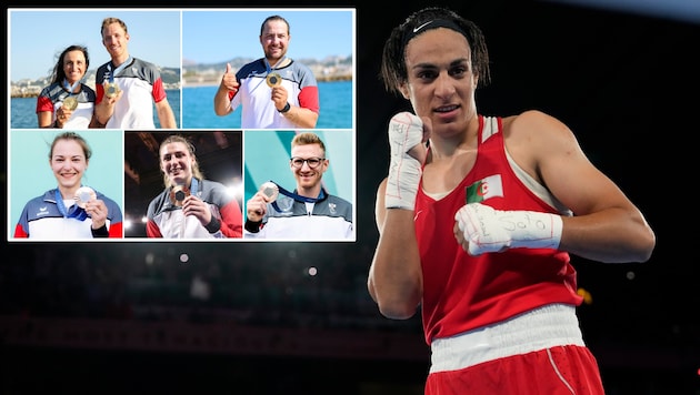 Boxer Imane Khelif (right) caused a stir, Austria won five medals in Paris. (Bild: Associated Press, GEPA Pictures)