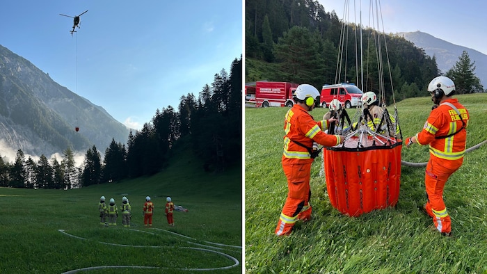 Die Hubschraubercrews wurden von der Feuerwehr unterstützt.