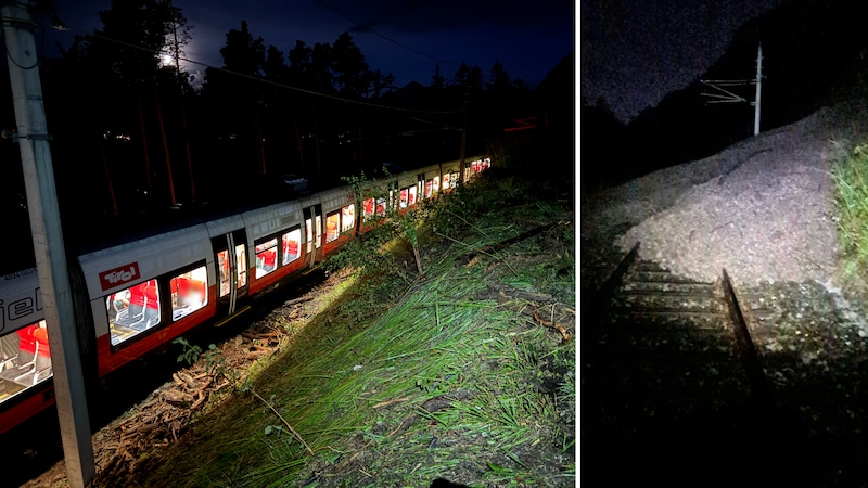 Vorerst ging am Montagabend auf der Karwendelbahnstrecke gar nichts mehr. (Bild: ÖBB | SAE, Krone KREATIV)