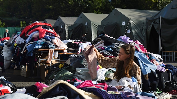 The Russian refugees in their temporary accommodation