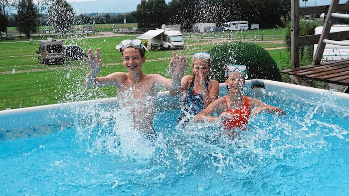 People were already splashing around at the campsite on Wednesday