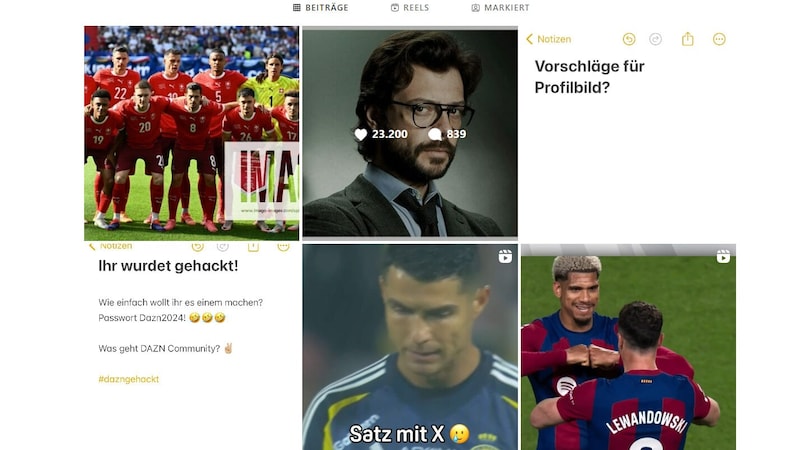 So sah der Instagram-Account von DAZN am frühen Donnerstagnachmittag aus. (Bild: instagram.com/DAZN DE)