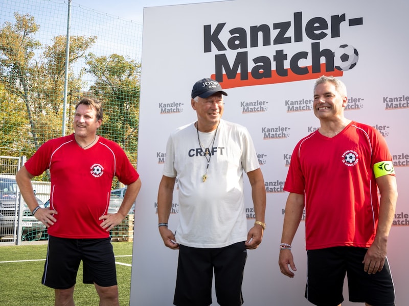 Soccer legends Herzog and Polster also took part. (Bild: ÖVP)