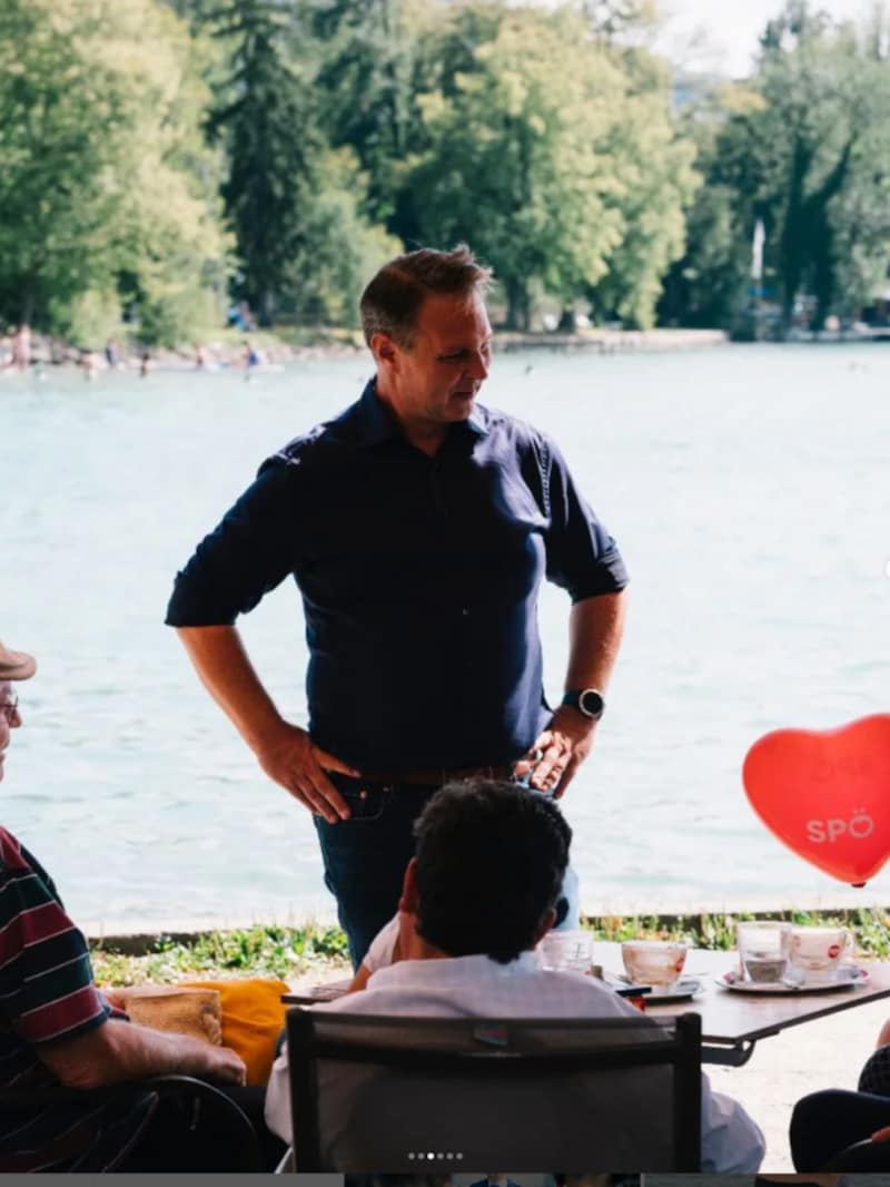 Das „Herz“ der Tour wird mit roten Luftballons untermauert. (Bild: Screenshot/SPÖ)