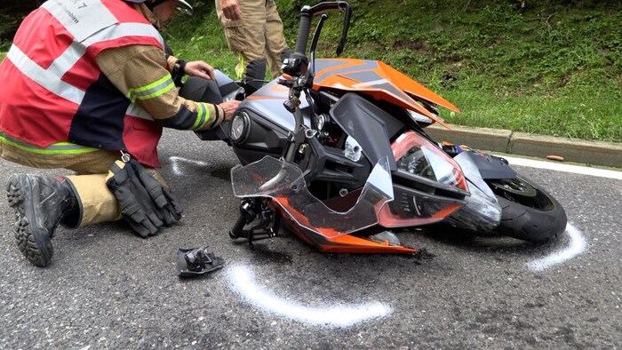 The motorcyclist was unable to brake in time.