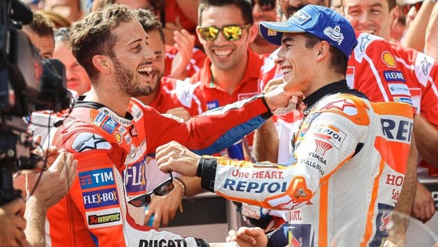 The duel of the first years at the Ring: Dovizioso (left) against Márquez. (Bild: GEPA/GEPA pictures)