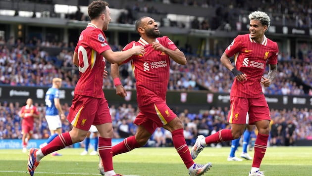 Mohamed Salah (center) had a strong game ... (Bild: AP ( via APA) Austria Presse Agentur/ASSOCIATED PRESS)