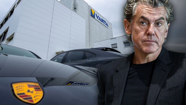 Varta wants to prevent the company from sliding into bankruptcy. To this end, a debt haircut has been agreed. Sports car manufacturer Porsche and major Austrian shareholder Michael Tojner (right) each provide a capital injection of 60 million euros. (Bild: Krone KREATIV/APA)