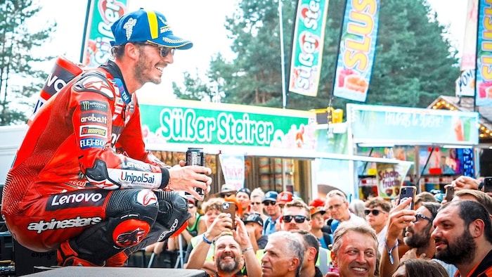 Ducati star Pecco Bagnaia triumphed twice - and visibly enjoyed the trip to Styria.