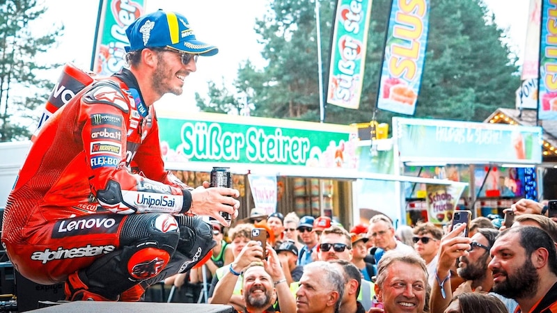 Ducati star Pecco Bagnaia triumphed twice - and visibly enjoyed the trip to Styria. (Bild: Pail Sepp/Sepp Pail)