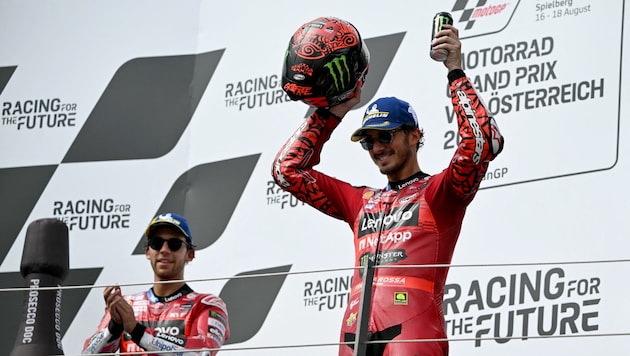 Jubelt schon wieder in Spielberg: Francesco Bagnaia. (Bild: AFP)