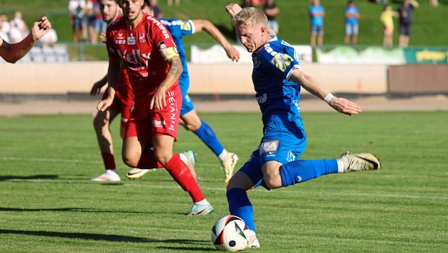 Didn't get to celebrate the goal: St. Johann's Sebi Oberkofler. (Bild: Tröster Andreas/Kronen Zeitung)